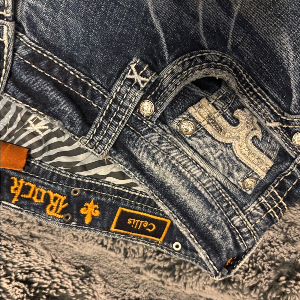 Rock Revival Blue Denim Jeans with Contrast Stitching and rare find size 30 - Picture 6 of 6
